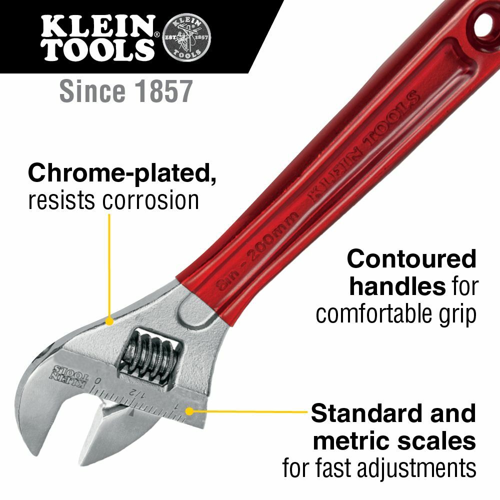 Klein D507-8 Adjustable Wrench Extra Capacity 8-1/4 in