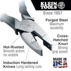 Klein Tools D213-8NE Lineman's Pliers, High-Leverage, 8-Inch