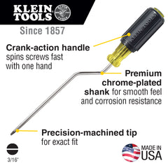 Klein 670-6 Screwdriver, 3/16-Inch Cabinet Tip, 6-Inch Shank