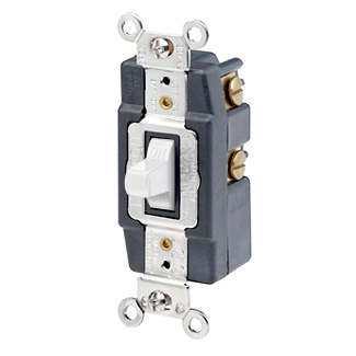 Leviton 1256-W 15 Amp 120/277 Volt Toggle Double-Throw Momentary Contact 1-Pole AC Quiet Switch