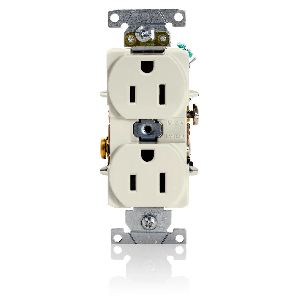 Leviton 5262-ST Heavy-Duty Industrial Specification Grade Duplex Receptacle 15 Amp 125 Volt NEMA 5-15R