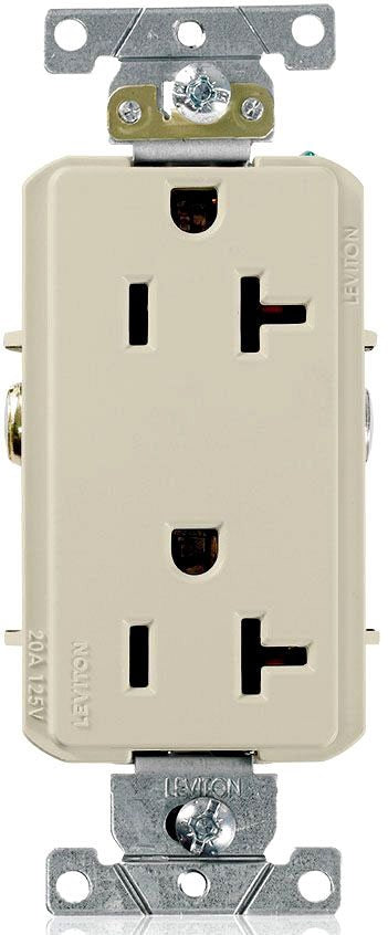 Leviton 16352-I Duplex Receptacle 20 Amp 125 Volt NEMA 5-20R Ivory