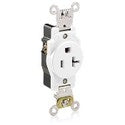 Leviton 5361-W 20 Amp, 125 Volt, NEMA 5-20R, 2P, 3W, Industrial Series Heavy Duty Specification Grade, Single Receptacle, Straight Blade, Self Grounding, Back & Side Wired