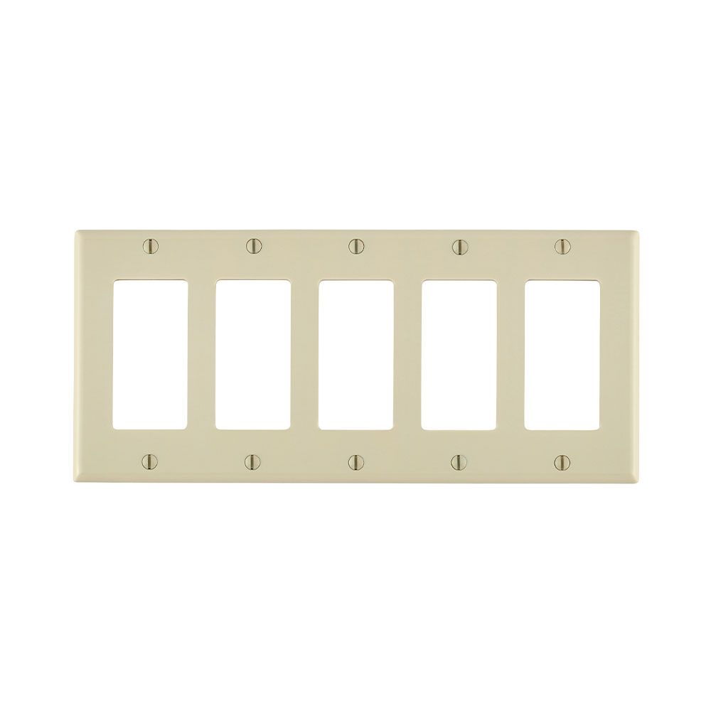 Leviton 80423-T 5-Gang Standard Size Wallplate Light Almond