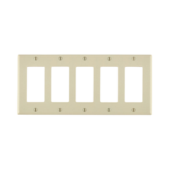 Leviton 80423-T 5-Gang Standard Size Wallplate Light Almond