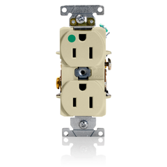 Leviton 8200-HI Duplex Receptacle 15 Amp 125 Volt NEMA 5-15R Heavy Duty Hospital Grade