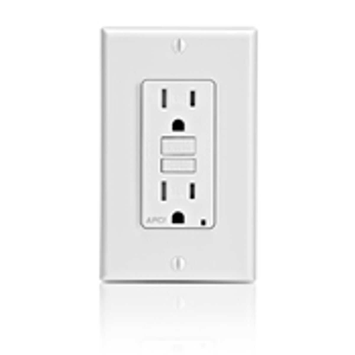 Leviton AFTR1-I Duplex AFCI Receptacle, 125 VAC, 15 A, 2 Poles, 3 Wires, Ivory