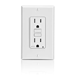 Leviton AFTR1-I Duplex AFCI Receptacle, 125 VAC, 15 A, 2 Poles, 3 Wires, Ivory