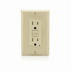 Leviton AFTR1-I Duplex AFCI Receptacle, 125 VAC, 15 A, 2 Poles, 3 Wires, Ivory