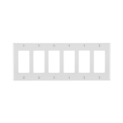 Leviton 80436-W 6-Gang Smooth White Thermoset Wallplate Standard Size