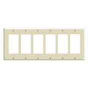 Leviton 80436-W 6-Gang Smooth White Thermoset Wallplate Standard Size