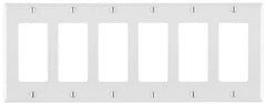 Leviton 80436-W 6-Gang Smooth White Thermoset Wallplate Standard Size