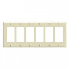 Leviton 80436-W 6-Gang Smooth White Thermoset Wallplate Standard Size