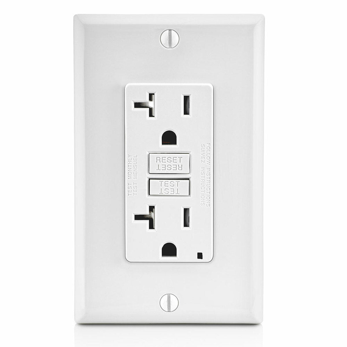 Leviton GFTR2-FW Self-Test Slim Tamper Resistant GFCI Receptacle 20A-125V