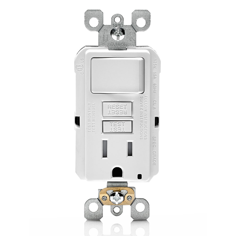 Leviton GFSW1-W GFCI Combination Switch and Receptacle 15A 125V