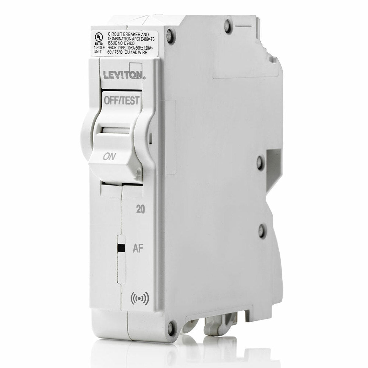 Leviton LB120-AS Smart Branch Circuit Breaker, AFCI 1-Pole 20A 120V 10KA Interrupt Rating