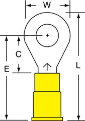 Scotchlok MV10-14R/SX Insulated Standard Ring Terminal 12 to 10 AWG 1.26 in Length