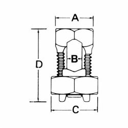 ABB 2H Blackburn 2H Copper Split Bolt Connector, 2 Sol - 6 Sol