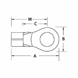 ABB D8-14-SK Non-Insulated Large Ring Terminal - #8, 1/4 Bolt