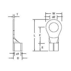 ABB C10-14 Non-Insulated Ring Terminal - 600V #12-10 AWG 1/4 in