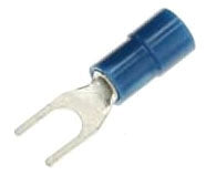 ABB TV14-8F-XV Catamount 16 to 14 AWG #8 Stud Blue Electrotinned Copper Vinyl Insulated Fork Terminal