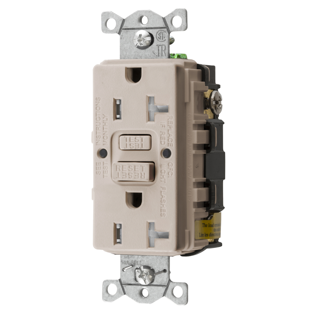 Hubbell Wiring Device-Kellems GFTRST20LA 20 Amp 125 Volt NEMA 5-20R Light Almond Tamper Resistant GFCI Receptacle