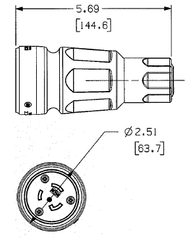 Hubbell HBL27W75 20 Amp 250 Volt 3-Pole 4-Wire NEMA L15-20R Yellow Locking Connector