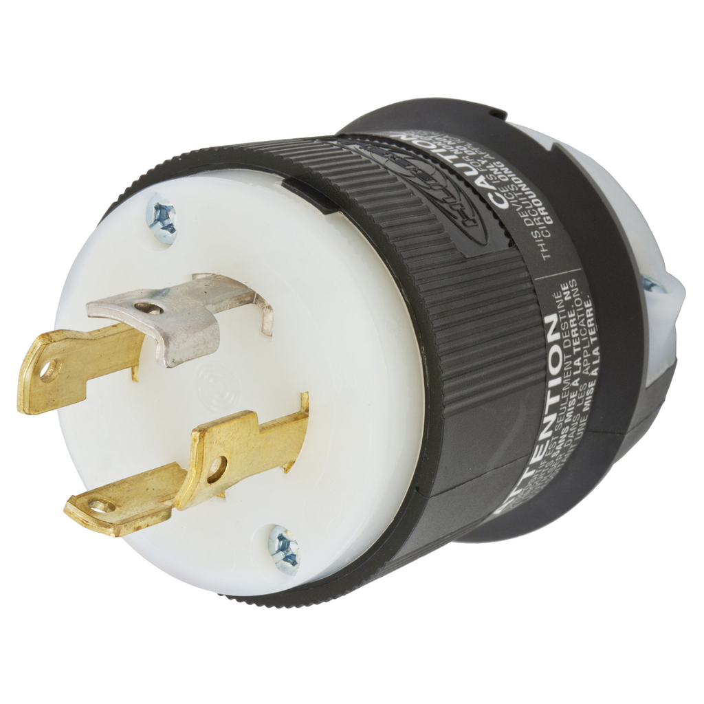 Hubbell HBL2751 30 Amp 120/208 VAC 4-Pole 4-Wire NEMA L18-30P Black and White Locking Plug