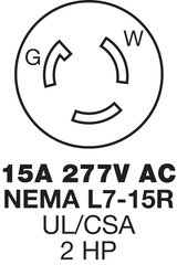 Hubbell HBL4779C 15A 277V AC Twist-Lock Insulgrip Black Nylon Connector Body