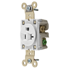 Hubbell HBL5361W 20 Amp 125 Volt 2-Pole 3-Wire NEMA 5-20R White Single Straight Blade Receptacle