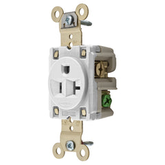 Hubbell HBL5361W 20 Amp 125 Volt 2-Pole 3-Wire NEMA 5-20R White Single Straight Blade Receptacle