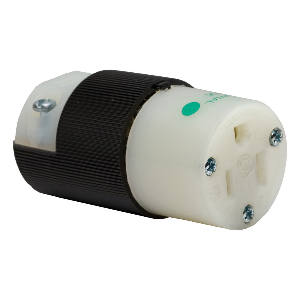 Hubbell HBL8219C 15 Amp 125 Volt 2-Pole 3-Wire NEMA 5-15R Black/White Nylon Straight Blade Device Connector Body