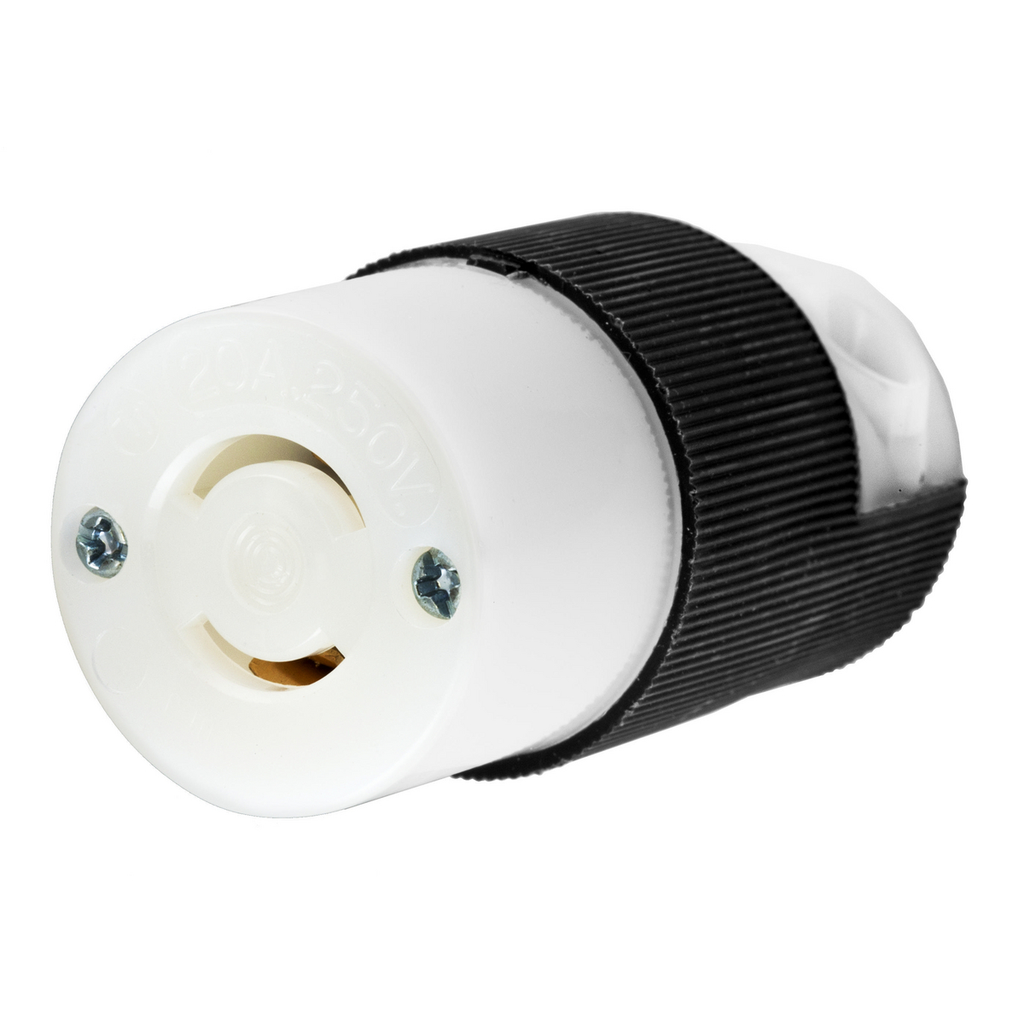 Hubbell HBL7101C 20 Amp 250 Volt 2-Pole 4-Wire NEMA L2-20R Black and White Locking Connector Body