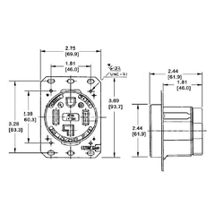 Hubbell HBL8450A 50 Amp 250 Volt 3-Pole 4-Wire NEMA 15-50R Black Single Straight Blade Receptacle