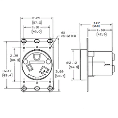 Hubbell HBL9367 Black 50A 250V Single Flush Heavy-Duty Receptacle