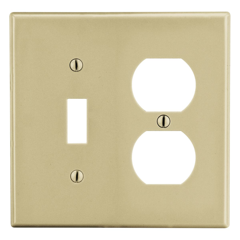 Hubbell Wiring Device-Kellems P18I Wallplate, 2 Gangs, Ivory