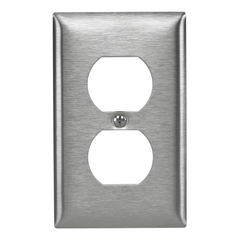 Hubbell SS8L 1-Gang Stainless Steel 1-Duplex Receptacle Strap Mount Wallplate