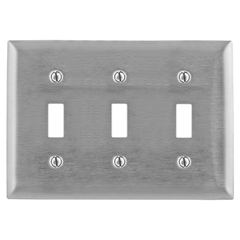 Hubbell SS3L 3-Gang Stainless Steel 3-Toggle Switch Screw Mount Wallplate