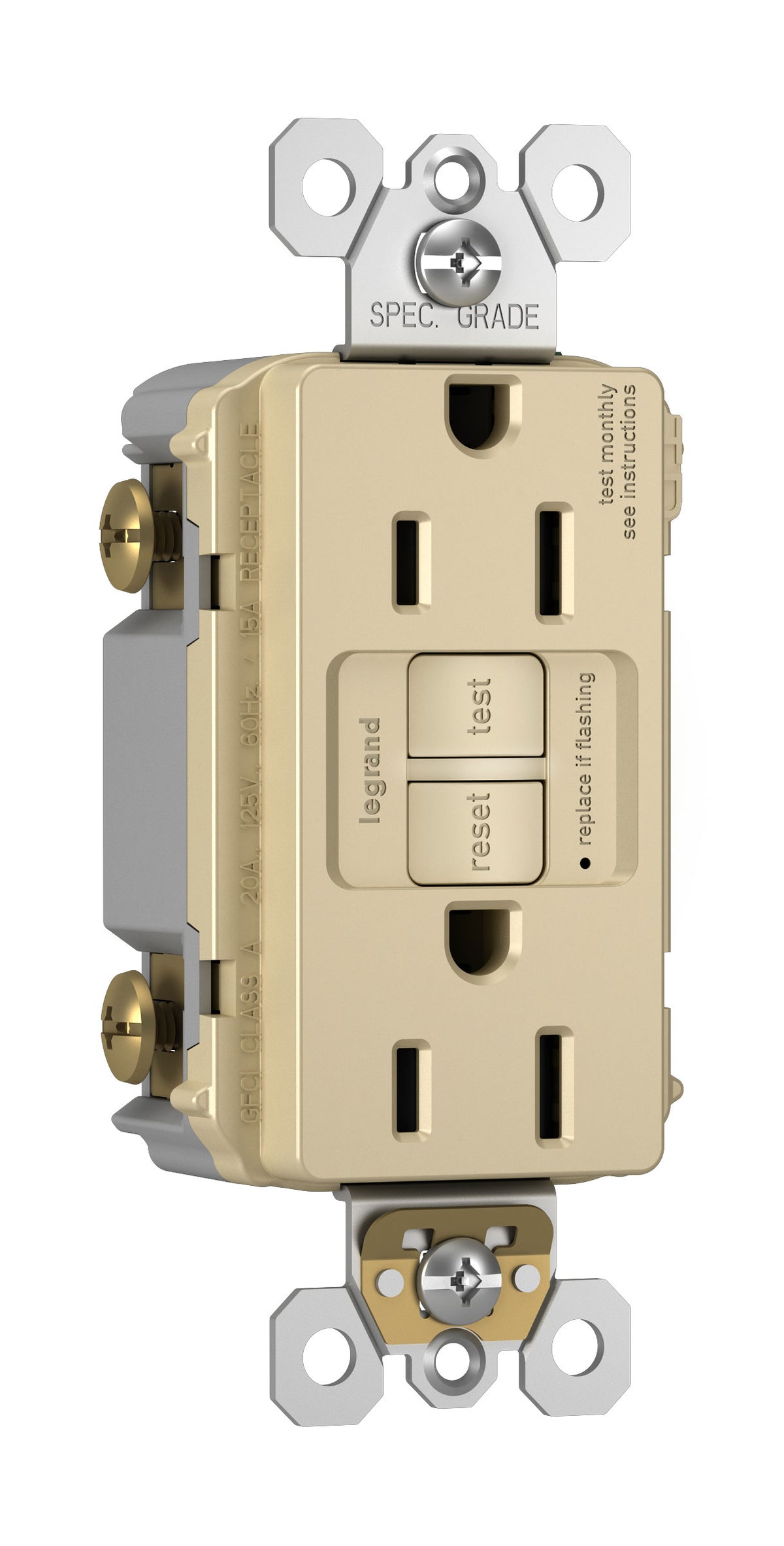 Legrand-Pass & Seymour 1597TRI 15A 125V Self-Test GFCI Tamper-Resistant Ivory