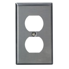 Leviton 84003-40 1-Gang Duplex Device Receptacle Wallplate, Standard Size, 302 Stainless Steel