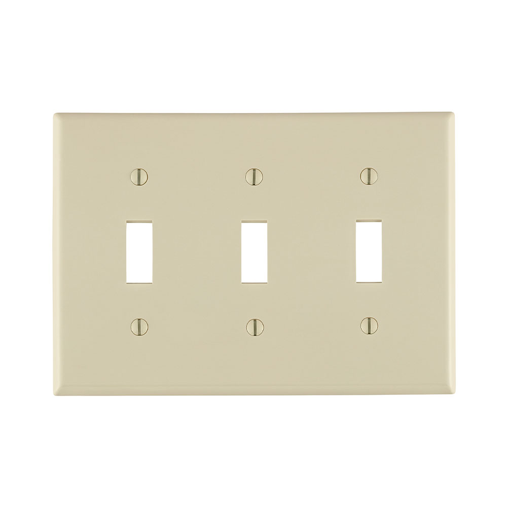 Leviton 80711-T N3 Standard Size Traditional Wallplate 3 Gangs Light Almond