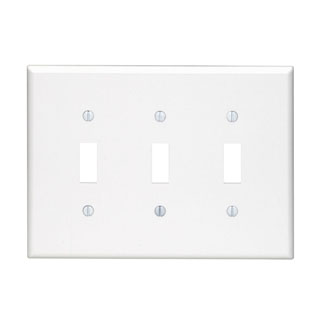 Leviton 80511-W 3-Gang Smooth White Thermoset Device Mount Midway Toggle Switch Wallplate