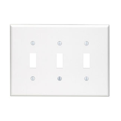 Leviton 80511-W 3-Gang Smooth White Thermoset Device Mount Midway Toggle Switch Wallplate