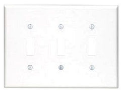 Leviton 80511-W 3-Gang Smooth White Thermoset Device Mount Midway Toggle Switch Wallplate