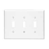 Leviton 80511-W 3-Gang Smooth White Thermoset Device Mount Midway Toggle Switch Wallplate