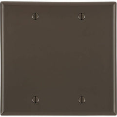 Leviton 80725 2-Gang Blank Wall Plate Standard Size Nylon Brown