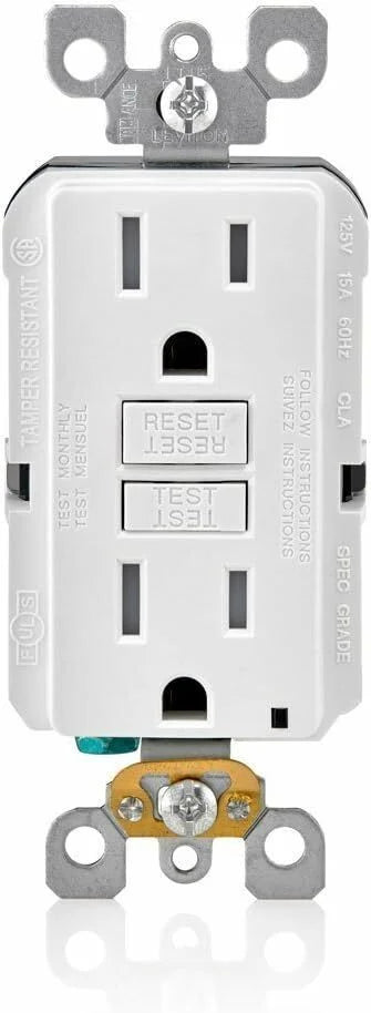 Leviton GFTR1-3W Self-Test Tamper Resistant GFCI Receptacle 15A-125V