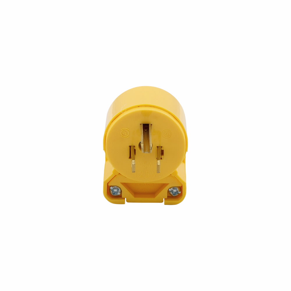 EATON 4867AN-SP Angle Polarized Straight Blade Plug, 125 V, 15 A, 2 Poles, 3 Wires, Yellow