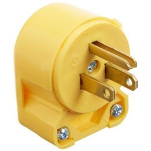 EATON 4867AN-SP Angle Polarized Straight Blade Plug, 125 V, 15 A, 2 Poles, 3 Wires, Yellow