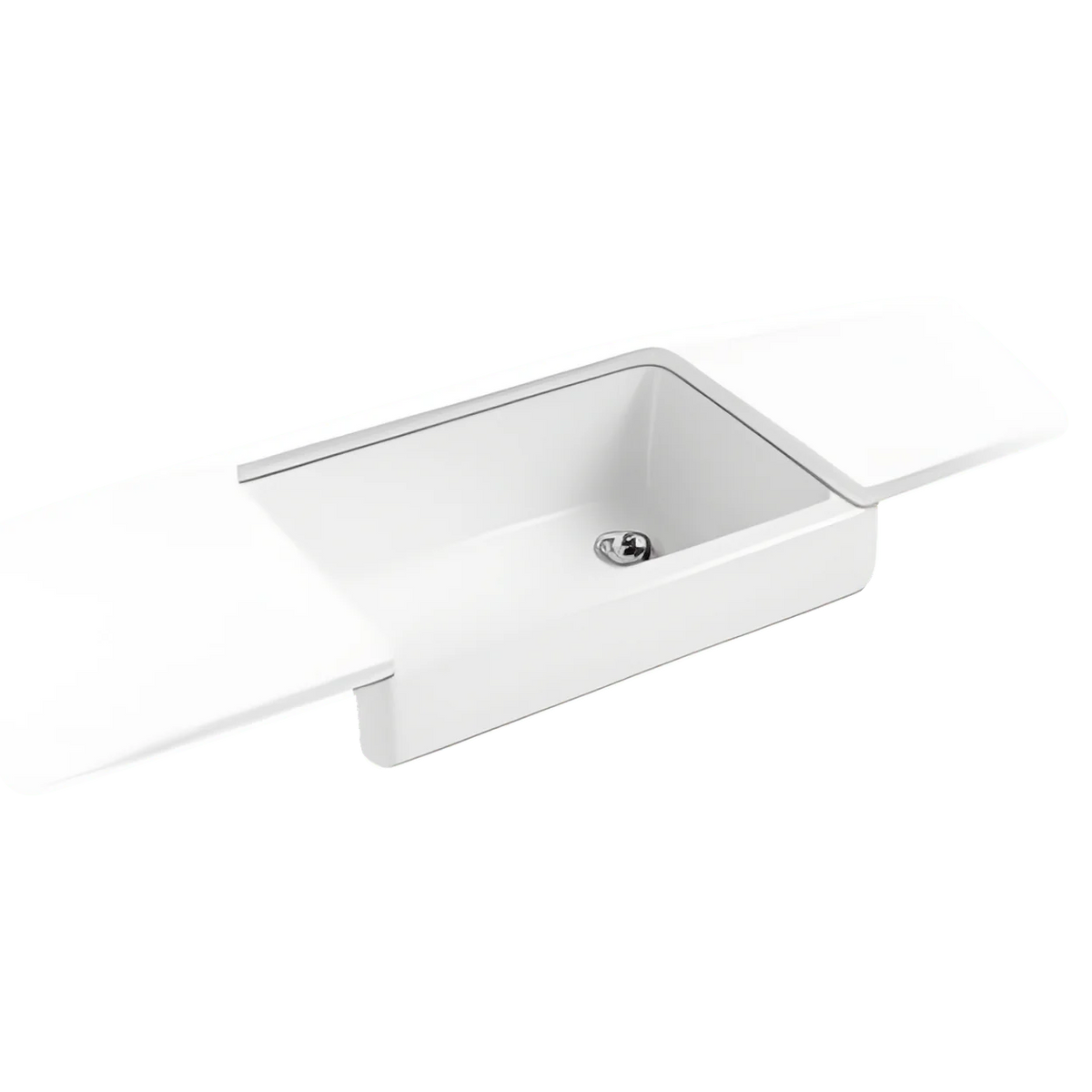 Kohler K-5826-0 Whitehaven Enameled Cast Iron Single-Bowl Rectangular Undermount Kitchen Sink with Short Apron 32-1/2 in L x 21-9/16 in W x 9-5/8 in H